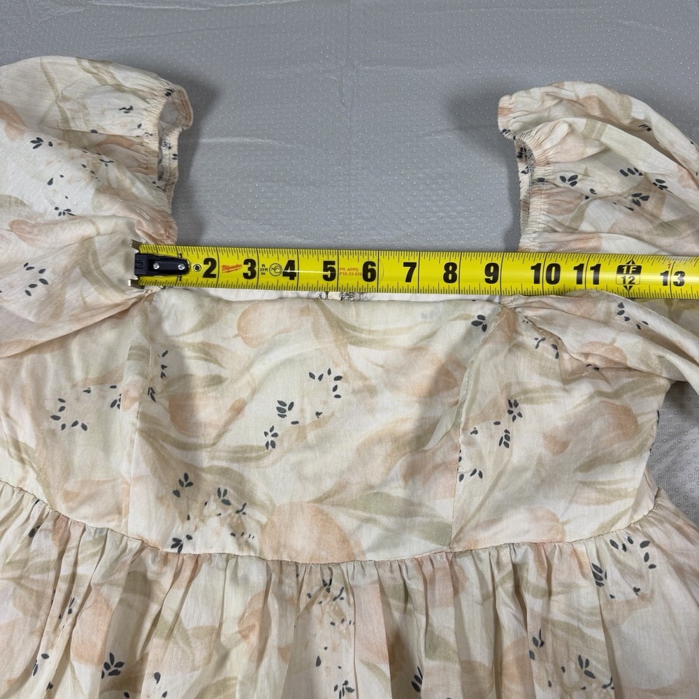 Storia Floral Puff Sleeve Maxi Dress Womens Large Lined Square Neck Cottagecore - Picture 9 of 16